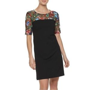 Nina Leonard Black Floral Print Dress XL NWT